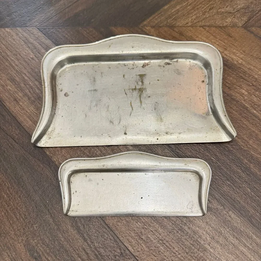 Vintage Silver Tone Metal Crumb Tray & Scraper Set Table Crumb Catcher
